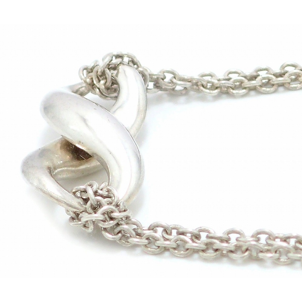 TIFFANY Co Infinity Pendant Necklace Double Chain Silver